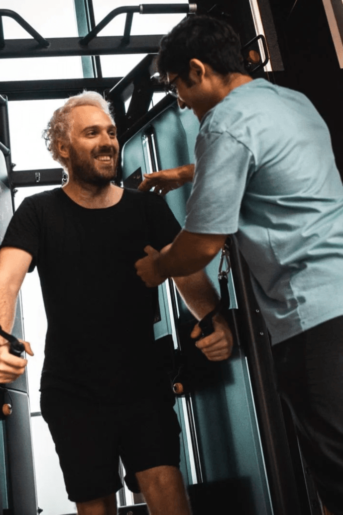 Coach training a client one-on-one at Fit With Gopal in Bangkok