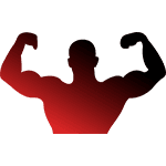 Icon of a muscular flexed torso, representing muscle building