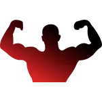 Icon of a muscular flexed torso, representing muscle building