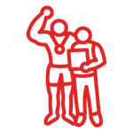 Icon of a coach and client, representing a custom training programme