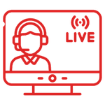 Icon of a live video call, representing 1-on-1 online coaching sessions