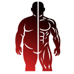 Icon of a before-and-after body silhouette, representing body recomposition