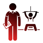Icon of a personal trainer coaching a client one-on-one